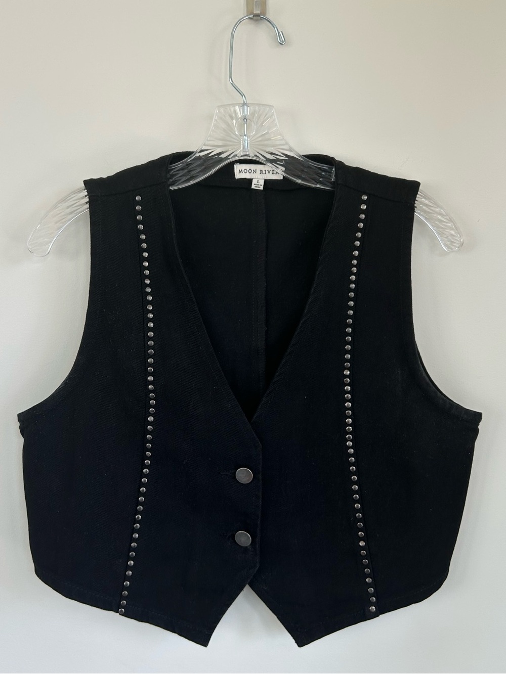 Moon River Black Denim Vest - Size L